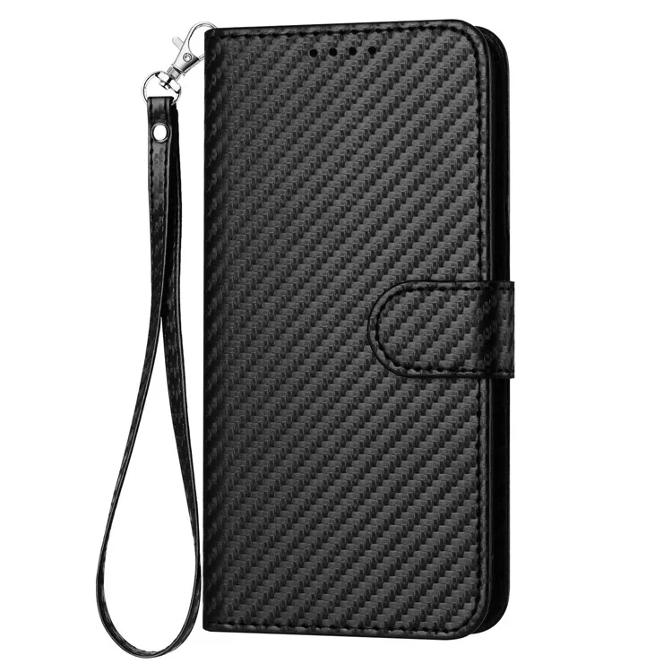 YX0070 For Samsung Galaxy A24 4G (162.1 X 77.6 X 8.3mm) Phone Case Carbon Fiber Texture Leather Wallet Cover - Black