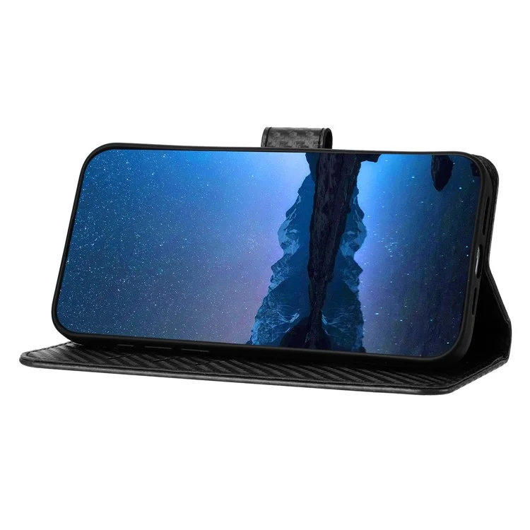 YX0070 For Samsung Galaxy A24 4G (162.1 X 77.6 X 8.3mm) Phone Case Carbon Fiber Texture Leather Wallet Cover - Black