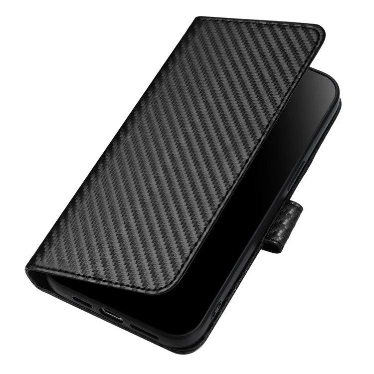 YX0070 For Samsung Galaxy A24 4G (162.1 X 77.6 X 8.3mm) Phone Case Carbon Fiber Texture Leather Wallet Cover - Black