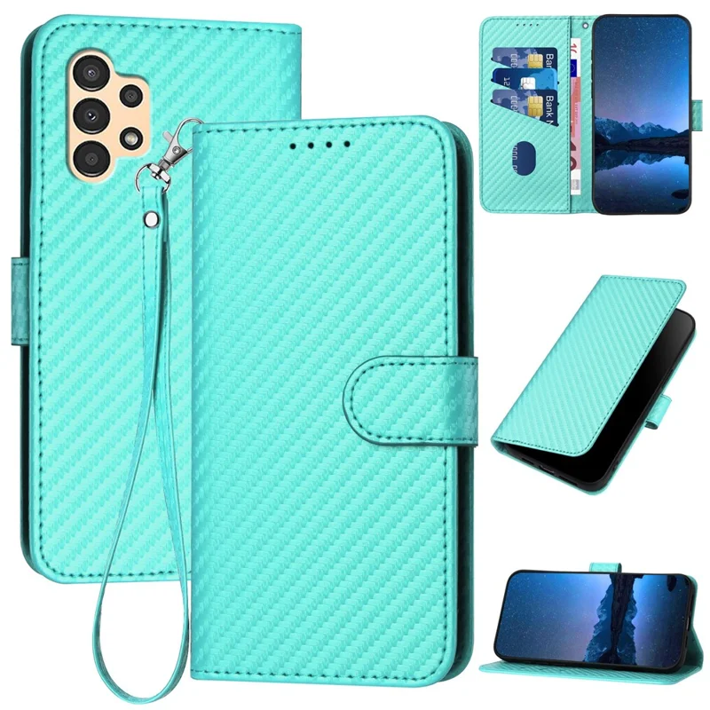 YX0070 For Samsung Galaxy A13 5G / A13 4G Phone Case Wholesale Carbon Fiber Texture Leather Flip Cover - Baby Blue