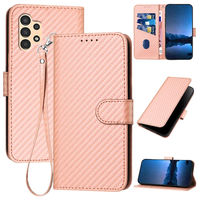 YX0070 Para Samsung Galaxy A13 5G / A13 4G Funda para teléfono Mayorista Textura de fibra de carbono Funda de cuero con tapa - Rosa