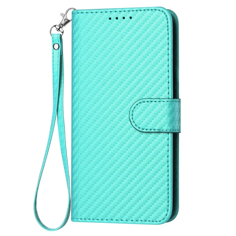 YX0070 For Samsung Galaxy S23 FE Carbon Fiber Folio Case PU Leather Stand View Protective Phone Cover - Baby Blue