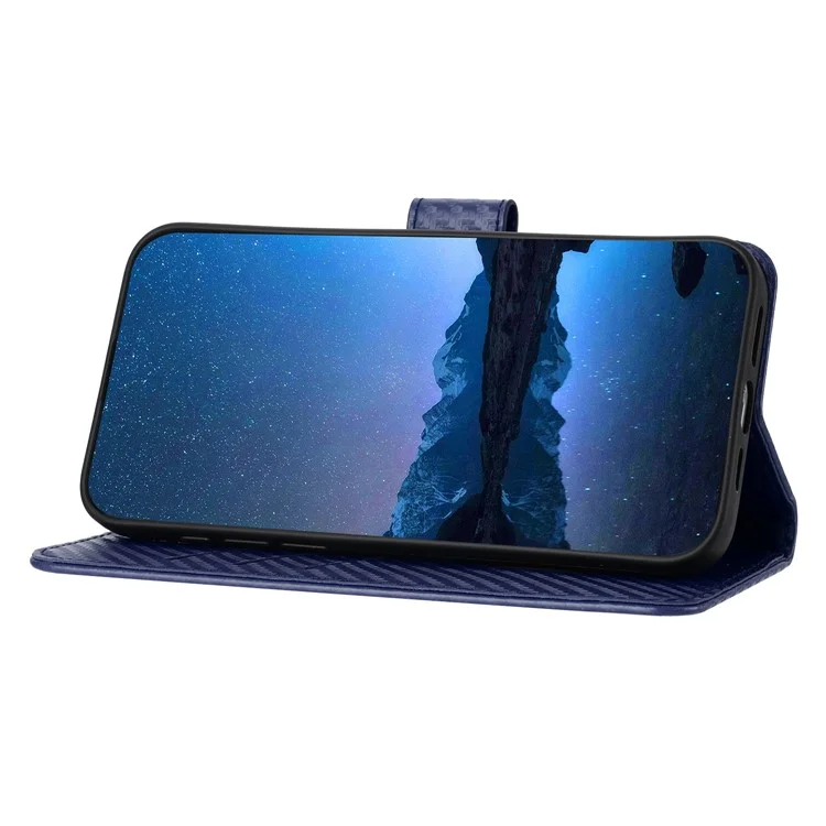 YX0070 для Samsung Galaxy S23 FE Чехол-книжка из углеродного волокна с покрытием из искусственной кожи, с подставкой и защитой экрана, - Сапфир