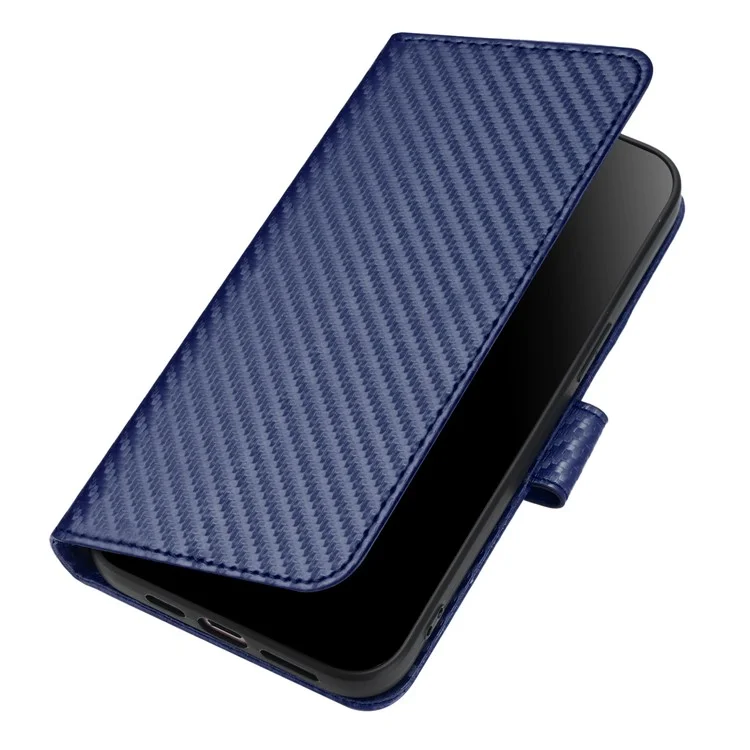 YX0070 для Samsung Galaxy S23 FE Чехол-книжка из углеродного волокна с покрытием из искусственной кожи, с подставкой и защитой экрана, - Сапфир