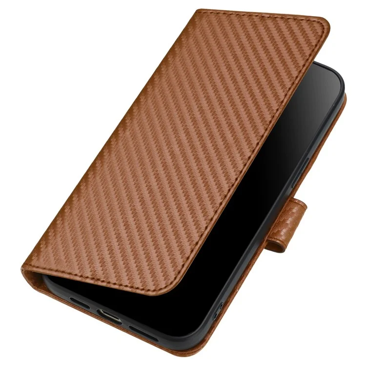 Étui pour Samsung Galaxy S23 Ultra YX0070 en cuir PU avec texture fibre de carbone - Café
