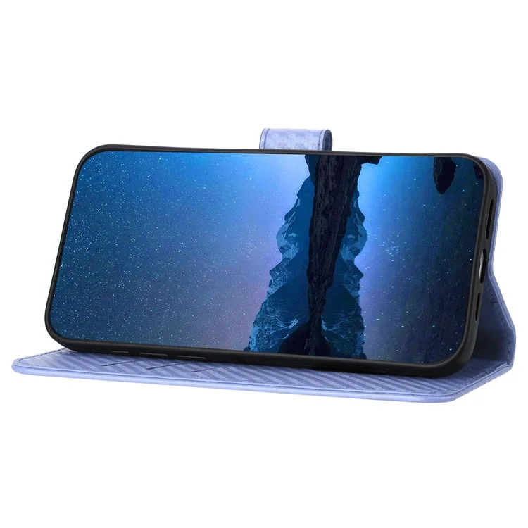 YX0070 Чехол для Samsung Galaxy S23 с текстурой углеродного волокна, кожаный бумажник - Светло-фиолетовый