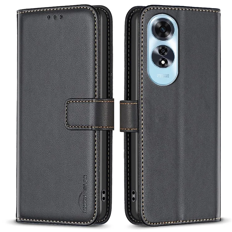 BINFEN COLOR BF17 Für Oppo A60 4G-Hülle Lederbrieftasche Cover Mobile Accessories Wholesale - Schwarz