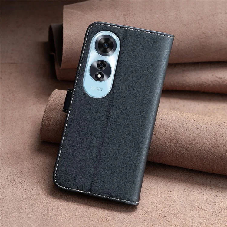 BINFEN COLOR BF17 Für Oppo A60 4G-Hülle Lederbrieftasche Cover Mobile Accessories Wholesale - Schwarz