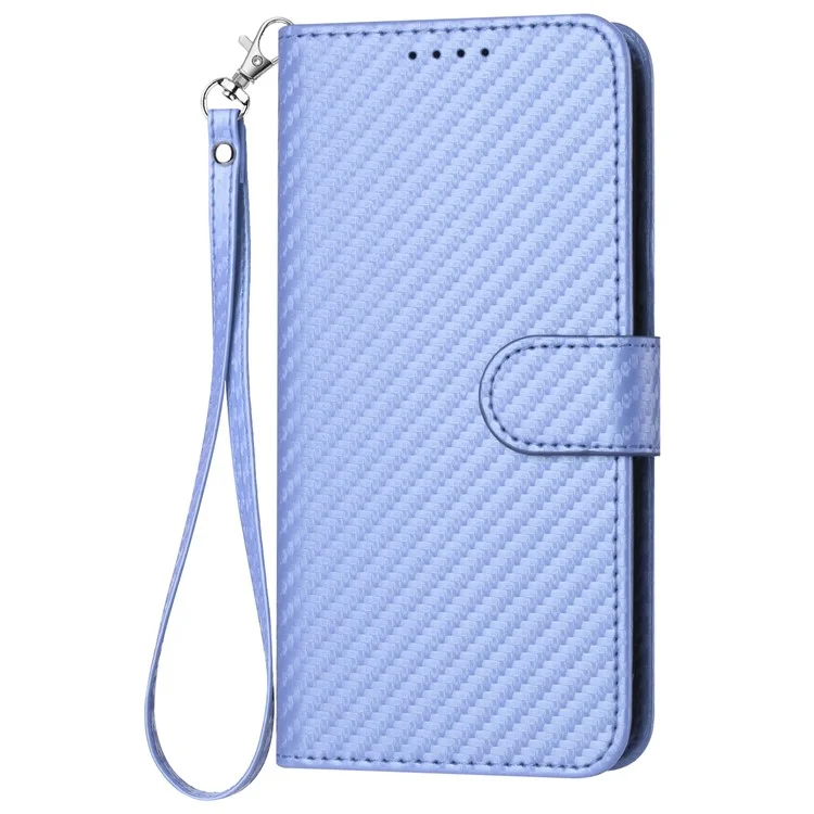 YX0070 Per Google Pixel 8a Case Carbon Fiber Texture Shockproof Leather Phone Cover con Wallet - Viola Chiaro