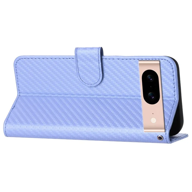 YX0070 Per Google Pixel 8a Case Carbon Fiber Texture Shockproof Leather Phone Cover con Wallet - Viola Chiaro
