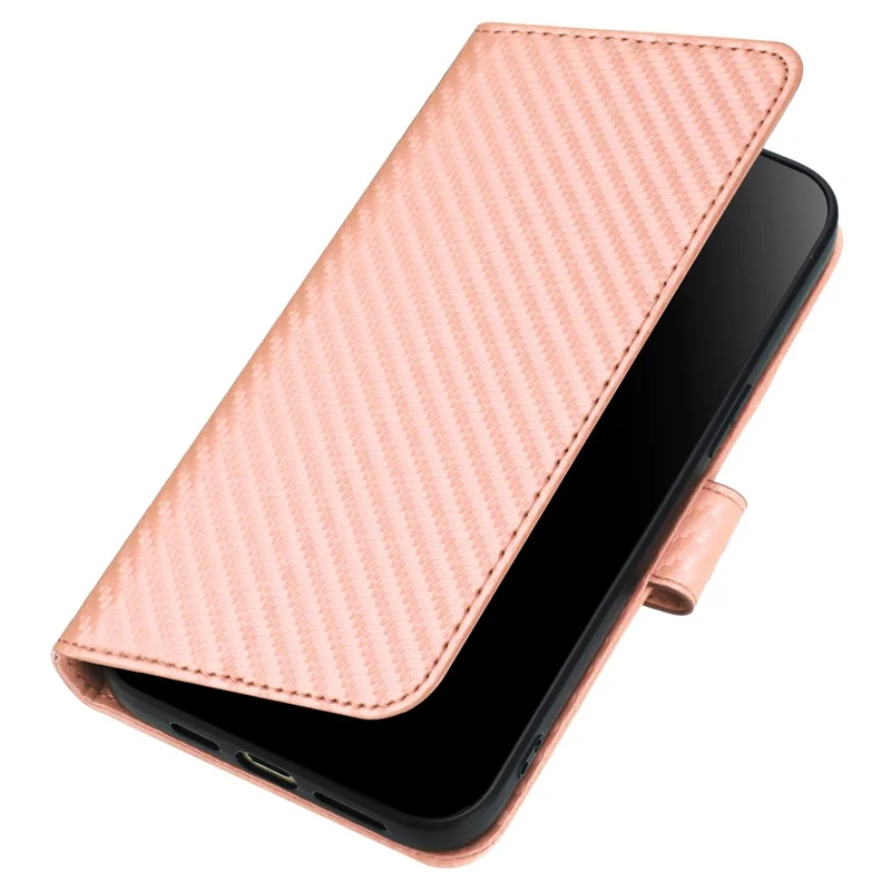 YX0070 For Google Pixel 8a Case Carbon Fiber Texture Shockproof Leather Phone Cover with Wallet - Pink