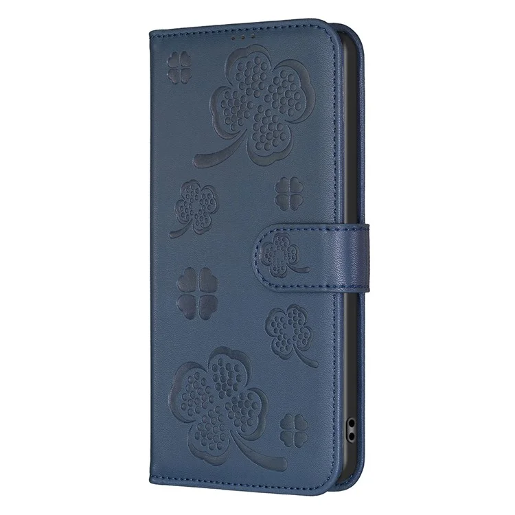 Pour Honor 200 Lite Case Wallet PU Leather Four Leaf Clover Phone Cover - Bleu