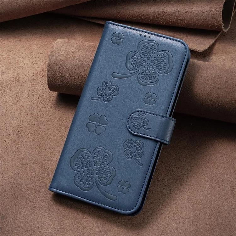 Pour Honor 200 Lite Case Wallet PU Leather Four Leaf Clover Phone Cover - Bleu
