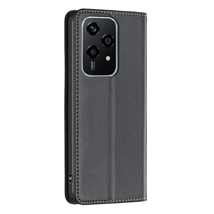 BINFEN COLOR BF18 For Honor 200 Lite Case Card Slots Leather Phone Cover Magnetic Closing - Чёрный