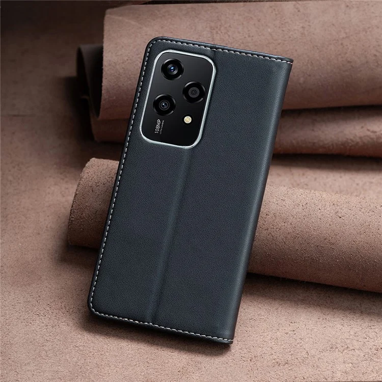 BINFEN COLOR BF18 For Honor 200 Lite Case Card Slots Leather Phone Cover Magnetic Closing - Чёрный
