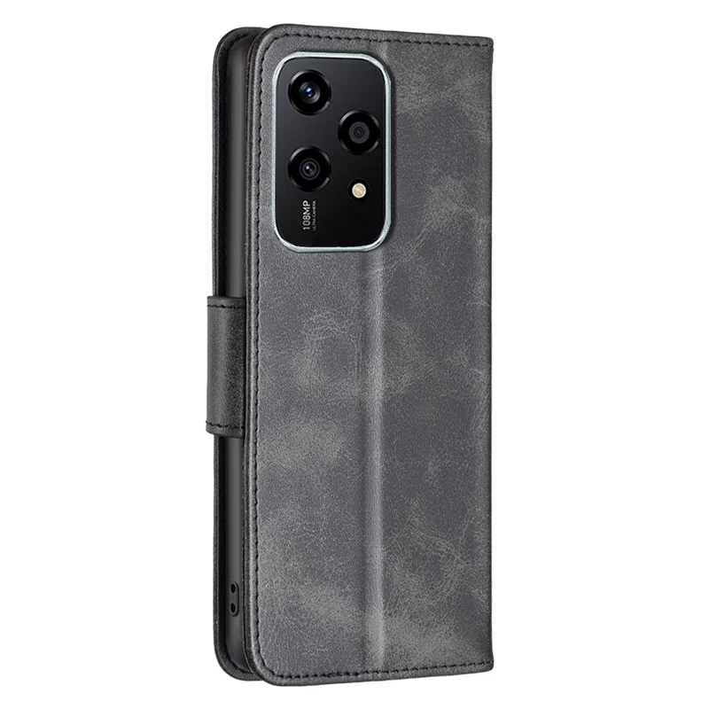 Per Honor 200 Lite Case Folding Stand Leather Anti-Fall Mobile Phone Cover with Hand Strap - Nero