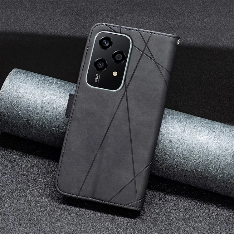 BINFEN COLOR BF05 For Honor 200 Lite Fall Proof Phone Case Geometric Imprinted Stand Cover - Schwarz