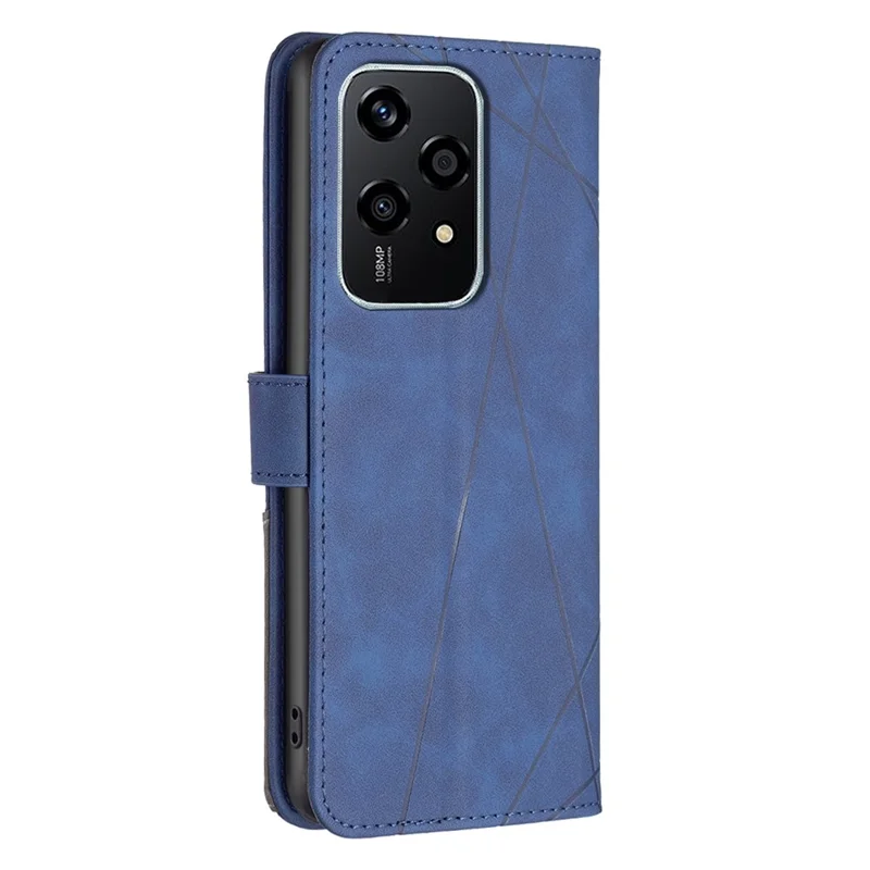 BINFEN COLOR For Honor 200 Lite Phone Cases Wallet Stand Geometry Imprint Leather Cover - Blue