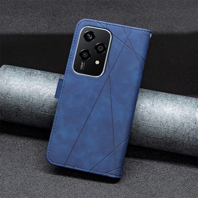 BINFEN COLOR For Honor 200 Lite Phone Cases Wallet Stand Geometry Imprint Leather Cover - Blue