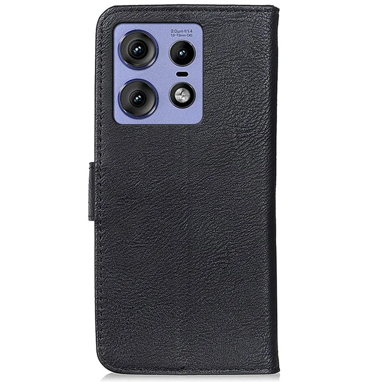 KHAZNEH For Motorola Edge 50 Pro 5G Case Scratch-Proof Leather Cowhide Texture Phone Cover - Black