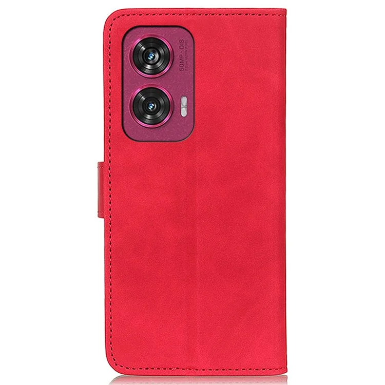 KHAZNEH Für Motorola Edge 50 Fusion 5G Hülle Kartenfächer Geldbörse Retro Leder Handyhülle - Rot