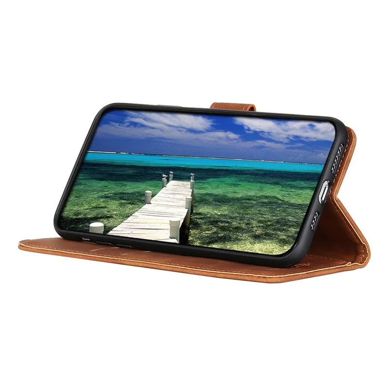 KHAZNEH Pour Sony Xperia 10 VI Étui Rétro en Cuir Stand Folio Housse de Téléphone - Brun