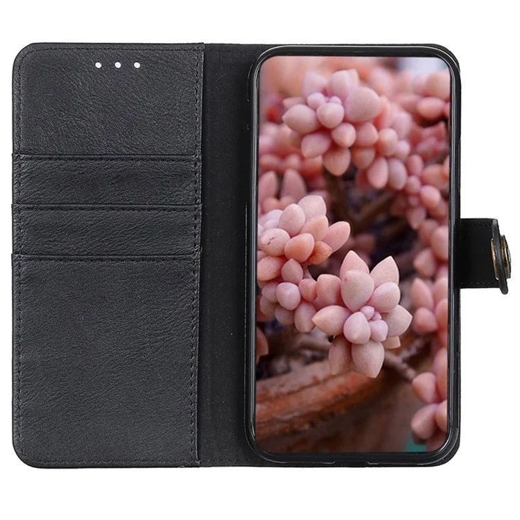 KHAZNEH For Sony Xperia 1 VI Magnetic Phone Case Wallet Cowhide Texture Drop Protection Cover - Black