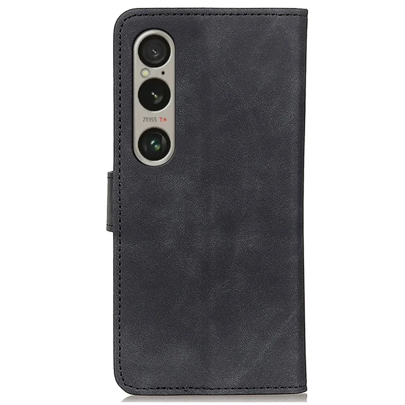 KHAZNEH For Sony Xperia 1 VI Case Retro Leather Purse Stand Folio Phone Cover - Black