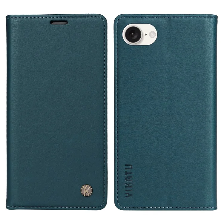 YIKATU YK-001 For iPhone 16e Case Stand Wallet PU Leather Phone Cover - Green