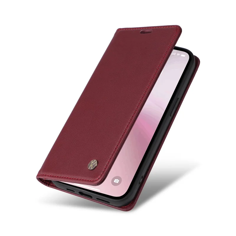 YIKATU YK-001 For iPhone 17e / 16e Case Stand Wallet PU Leather Phone Cover - Wine Red