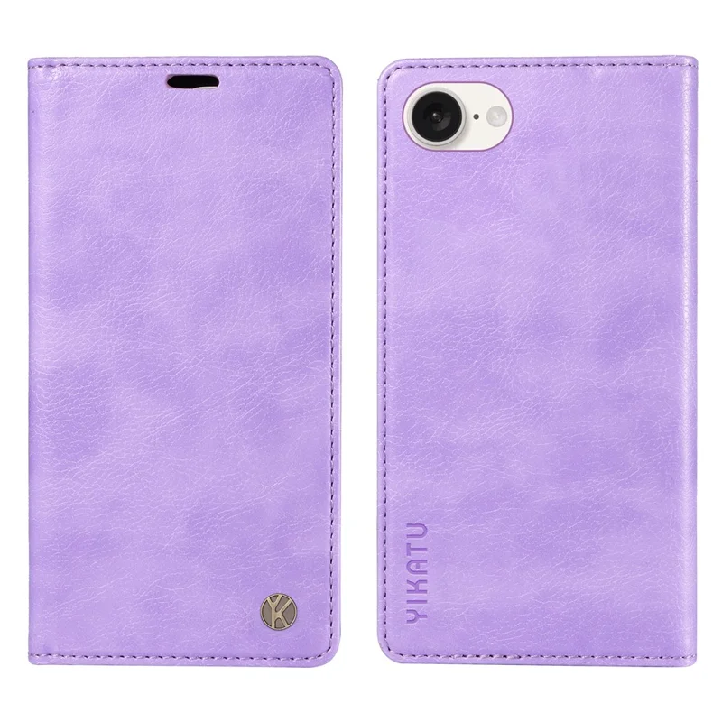 YIKATU YK-006 For iPhone 17e / 16e Case Wallet Leather Litchi Texture Magnetic Absorption Phone Cover - Purple