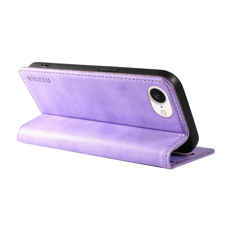 YIKATU YK-006 For iPhone 17e / 16e Case Wallet Leather Litchi Texture Magnetic Absorption Phone Cover - Purple