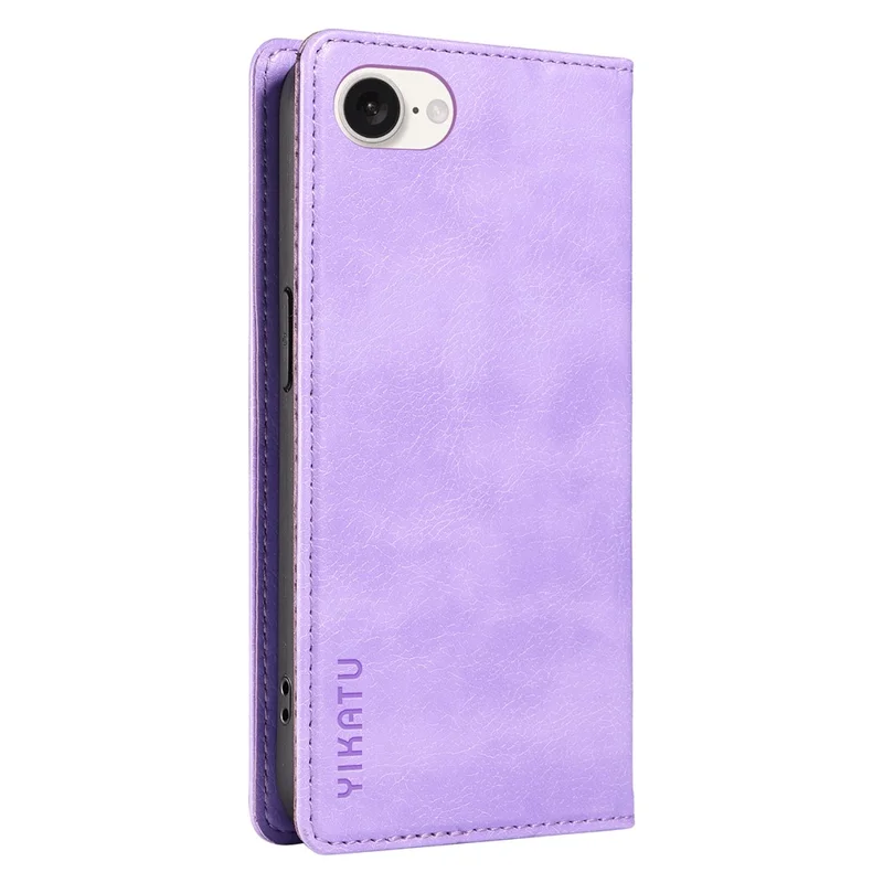 YIKATU YK-006 For iPhone 17e / 16e Case Wallet Leather Litchi Texture Magnetic Absorption Phone Cover - Purple