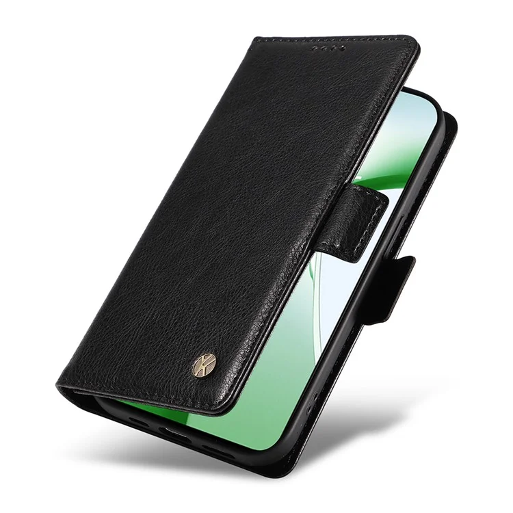 YIKATU YK-007 Чехол для OnePlus Nord CE4 5G, кожаный с текстурой личи, магнитный, с подставкой - черный