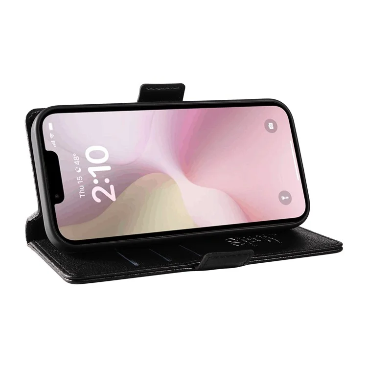 YIKATU YK-007 Étui pour iPhone SE (2024) en cuir PU avec texture de litchi, porte-cartes et rabat magnétique - Noir