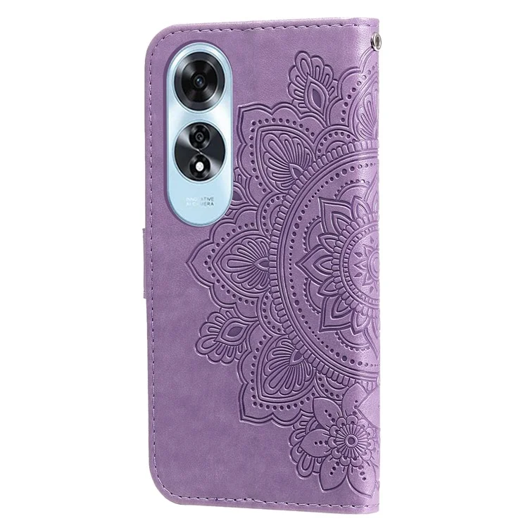 Für Oppo A60 4G Case Flower Imprinted PU Leder Folio Wallet Phone Cover - Lila