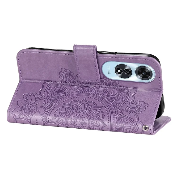 Für Oppo A60 4G Case Flower Imprinted PU Leder Folio Wallet Phone Cover - Lila