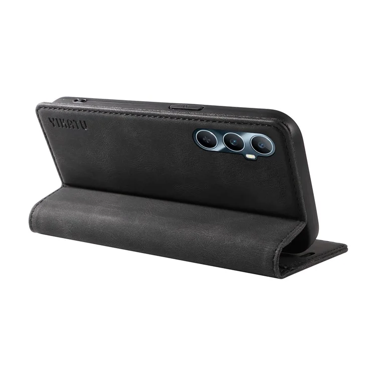 YIKATU YK-004 Per Realme C65 4G Custodia Pelle Sensazione Touch TPU Guscio Antiurto Folio Cover Telefono - Nero