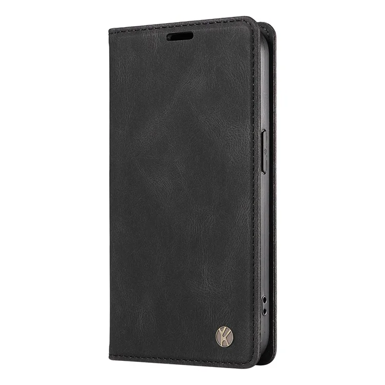 YIKATU YK-004 Per Realme C65 4G Custodia Pelle Sensazione Touch TPU Guscio Antiurto Folio Cover Telefono - Nero