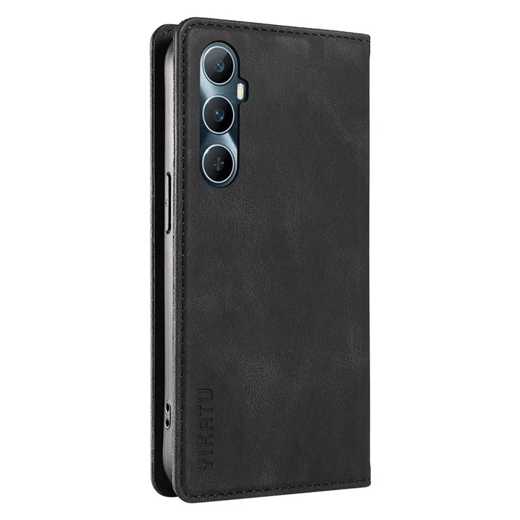 YIKATU YK-004 Per Realme C65 4G Custodia Pelle Sensazione Touch TPU Guscio Antiurto Folio Cover Telefono - Nero