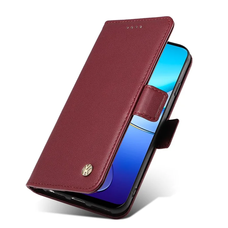 YIKATU YK-003 For vivo V40 SE 5G / Y100 5G (Indonesia) / Y200e 5G / V30 Lite 5 Case Leather Phone Cover All-Round Protection - Wine Red