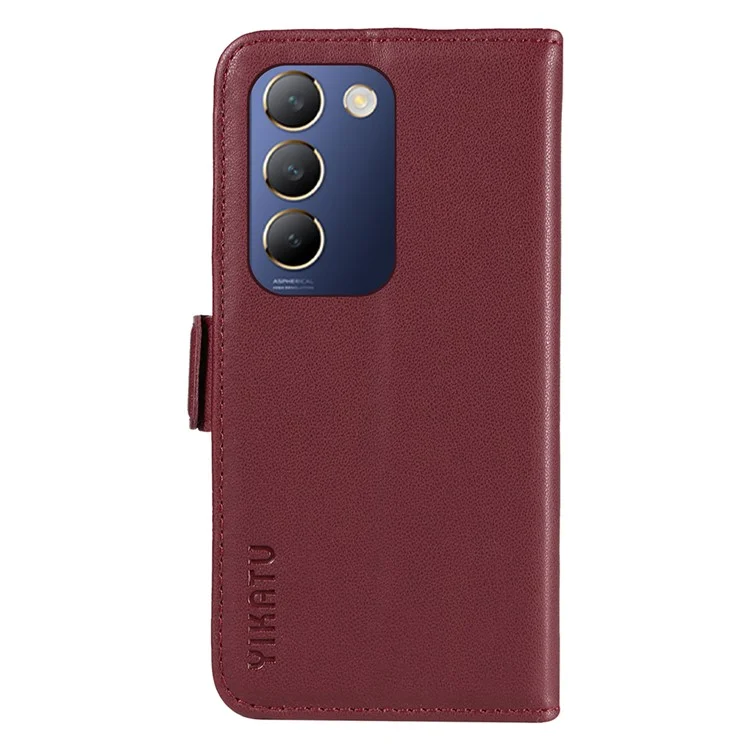 YIKATU YK-003 For vivo V40 SE 5G / Y100 5G (Indonesia) / Y200e 5G / V30 Lite 5 Case Leather Phone Cover All-Round Protection - Wine Red