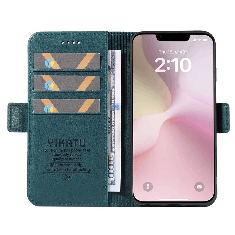 YIKATU YK-003 For iPhone 17e / 16e Case Leather Wallet Phone Cover Mobile Accessories   - Green