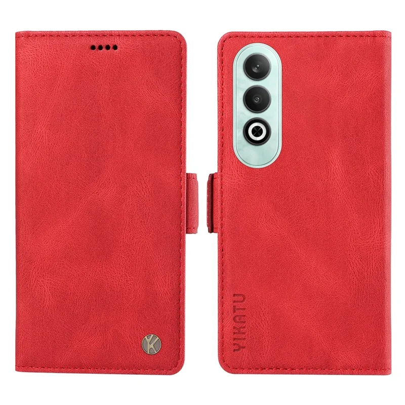 YIKATU YK-005 For OnePlus Nord CE4 5G Case Leather Folio Flip Stand Protective Phone Cover - Red