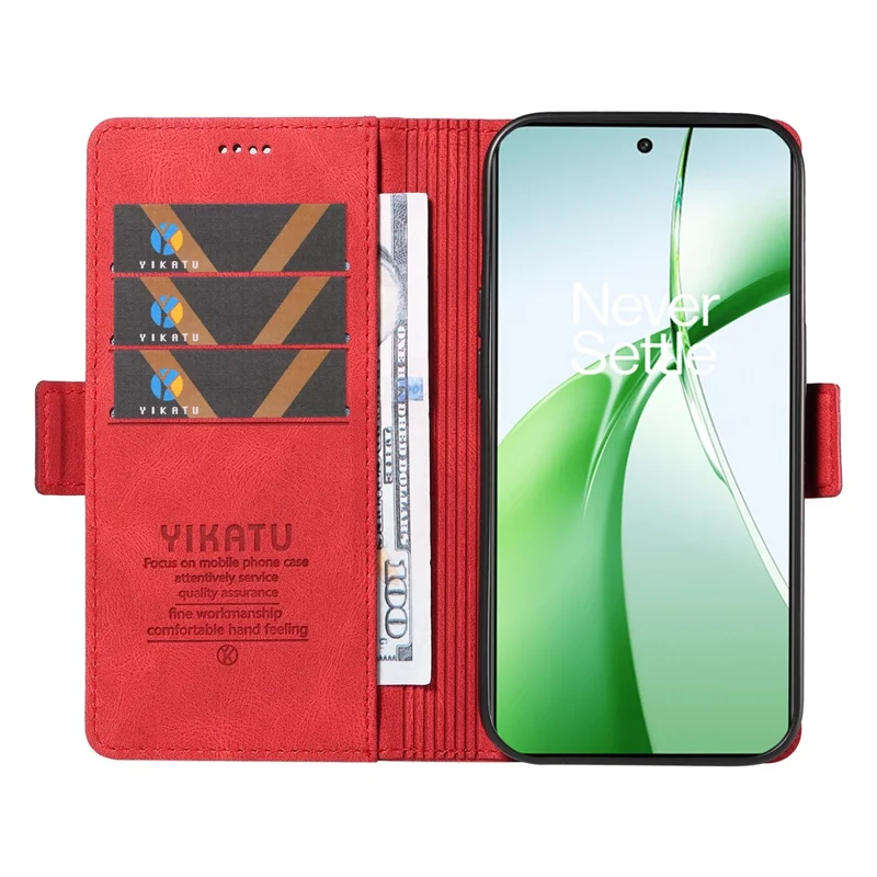 YIKATU YK-005 For OnePlus Nord CE4 5G Case Leather Folio Flip Stand Protective Phone Cover - Red