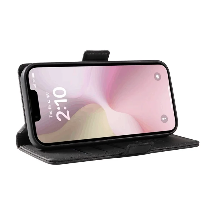 YIKATU YK-005 For iPhone 16e Case Skin-Touch Leather Stand Card Slots Phone Cover - Black