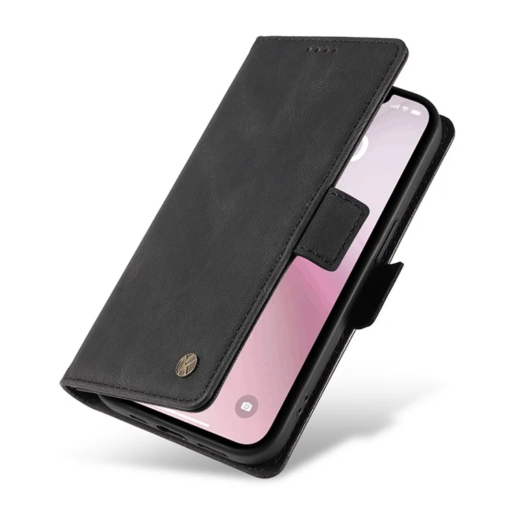 YIKATU YK-005 For iPhone 16e Case Skin-Touch Leather Stand Card Slots Phone Cover - Black
