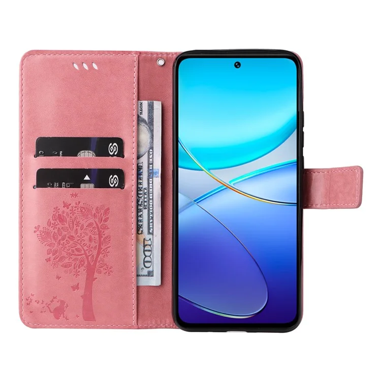 For vivo V40 SE 5G / Y100 5G (Indonesia) / Y200e 5G / V30 Lite 5G (India) Case Leather Phone Wallet Cover - Pink