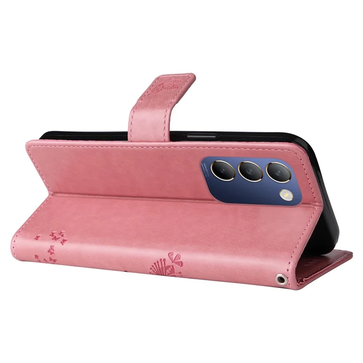 For vivo V40 SE 5G / Y100 5G (Indonesia) / Y200e 5G / V30 Lite 5G (India) Case Leather Phone Wallet Cover - Pink