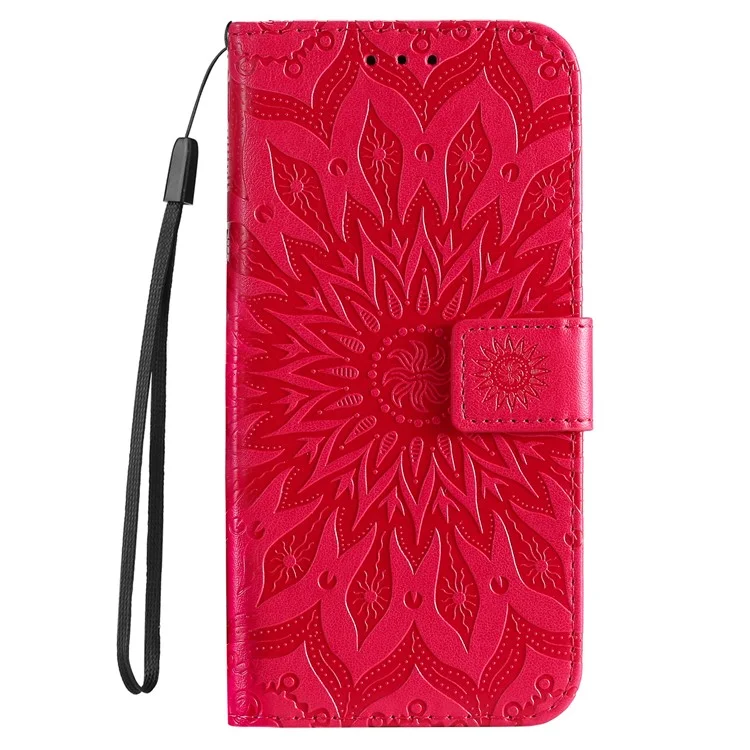 KT Imprinting Flower Series-1 Para vivo V40 SE 5G / Y100 5G (Indonésia) / Y200e 5G / V30 Lite 5G (Índia) Capa de Telefone de Couro - Vermelho